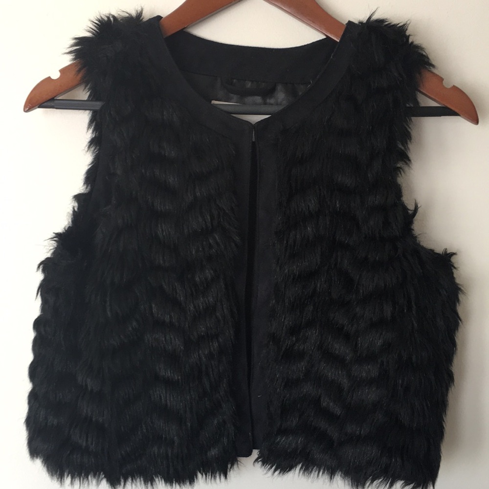 BCBGeneration black faux fur vest